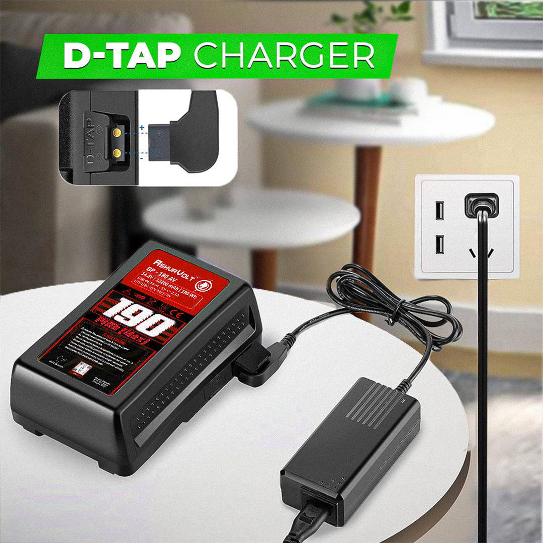 AshvaVolt® BP-190 V-Mount/ V-Lock Battery,14.8V 13200mAh (13.2Ah), Black, Small Compatible - Image 3