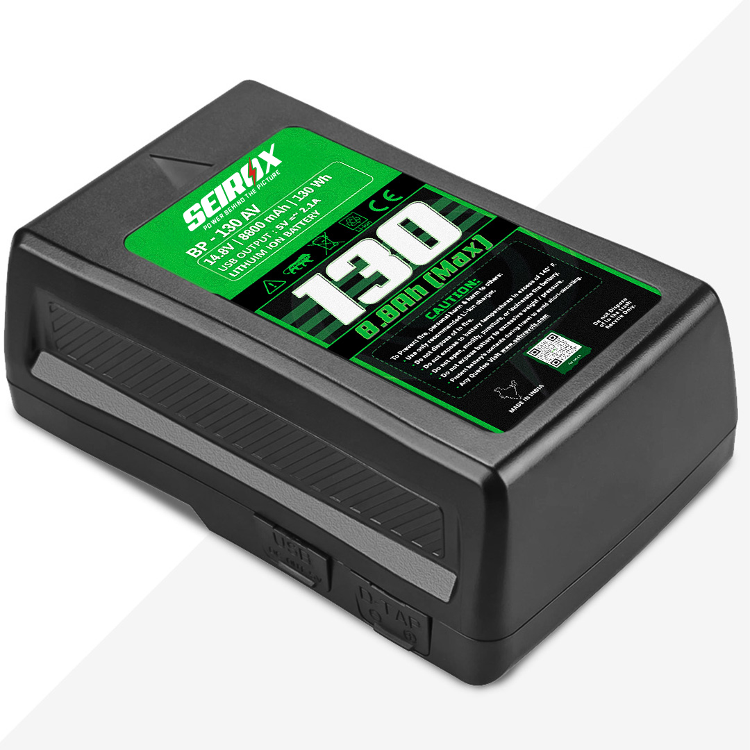 Seirox BP-130 V Mount Battery,14.8V 130Wh 8800mAh (8.8Ah) Rechargeable Li-ion Battery, Black, Small Compatible with Broadcast, LED Light, Sony Professional Video camcorders HPMW-EX330K PMW-EX330L 580K 580L | 130W, BP-130, BP130WS, BP130, BP-130 | V Lock