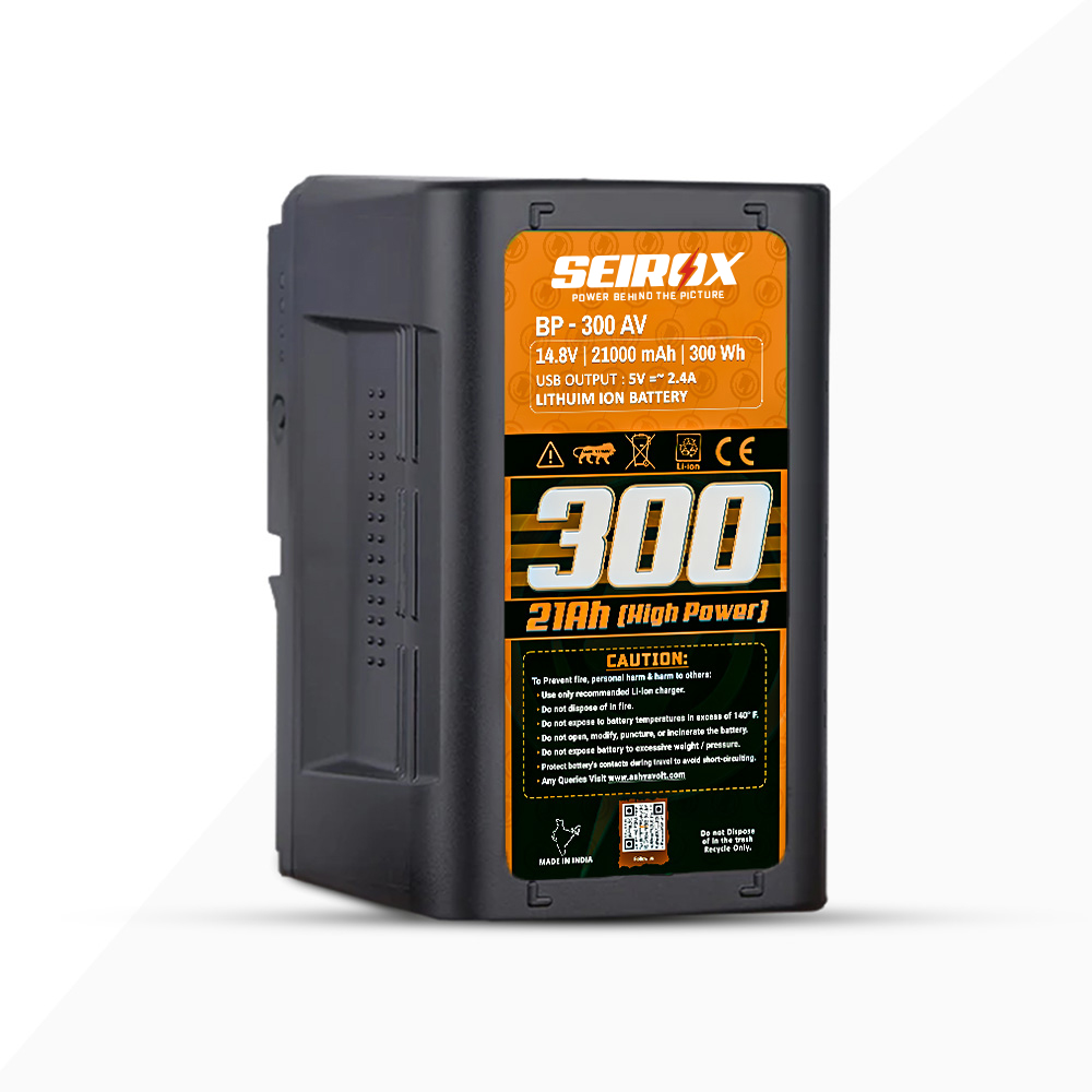 Seirox BP-300 V Mount Battery/ 14.8V 21000mAh (21Ah) Rechargeable Li-ion Battery, Black, Small Compatible with Broadcast, LED Light, Sony Professional Video camcorders HPMW-EX330K PMW-EX330L 580K 580L | 300W, BP-300, BP300WS, BP300, BP-300 | V Lock